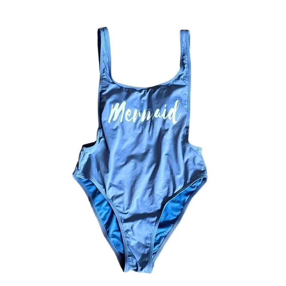 Envya Mermaid Script High Cut Low Back Swimsuit XSMALL - Picture 2 of 13